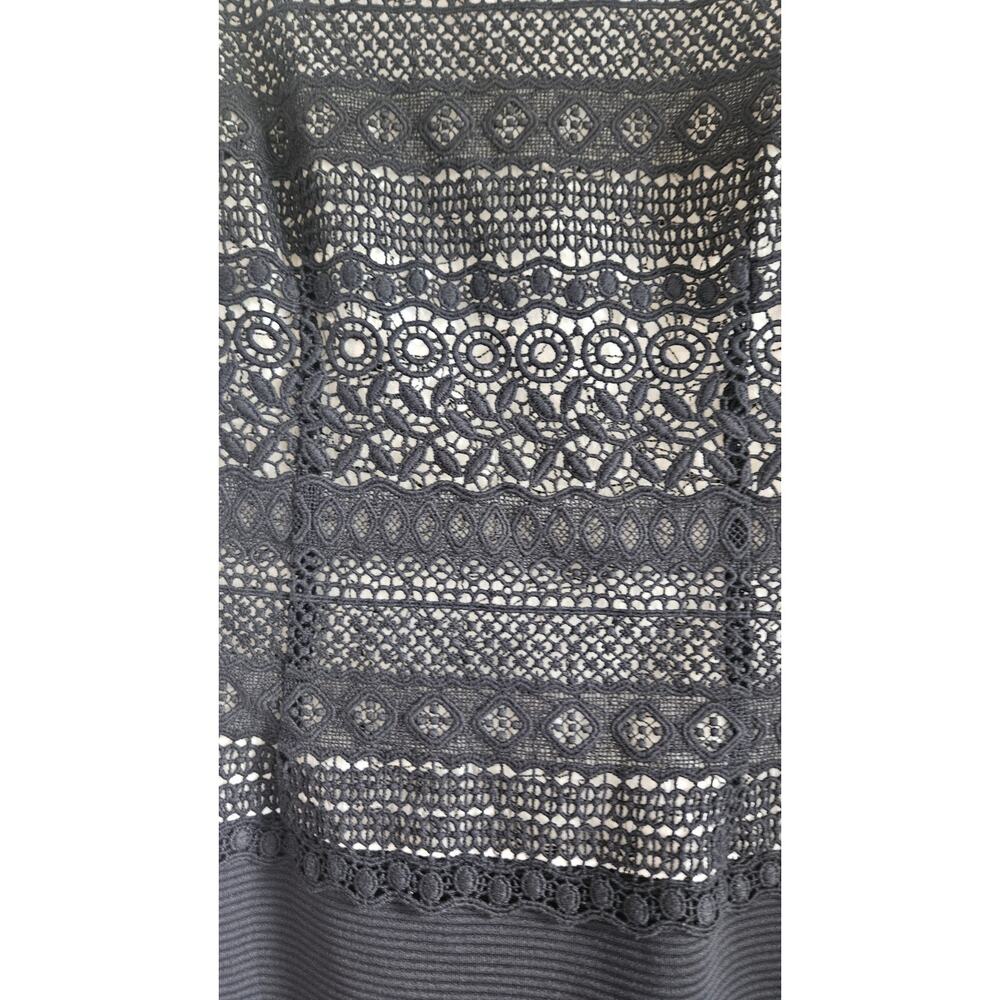 Katherine Kelly Dress Embroidered and Lace Sleeveless Sheath Black Ivory Size 4 - Picture 5 of 10